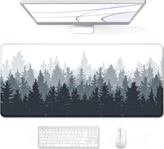 Large Mouse Pad, XXL Gaming Mousepad, Desk Mat for Desktop, Thick Rubber, Big & Long Size, Stitched Edges, Full Desk Pad for Laptop & Computer, Extended 35.4 X 15.7 In, Ink Misty Forest