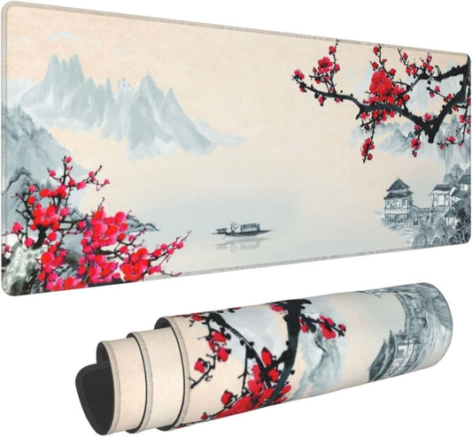 Sakura Cherry Blossom Extended Gaming Mouse Pad - 31.5"x11.8" Waterproof, Non-Slip Rubber Base, Perfect for Work & Play!